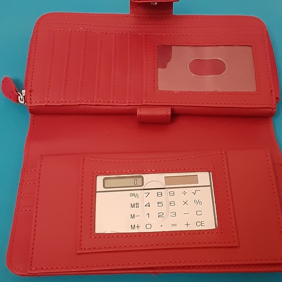 Leather red wallet with ID holder - Picture 7 of 9